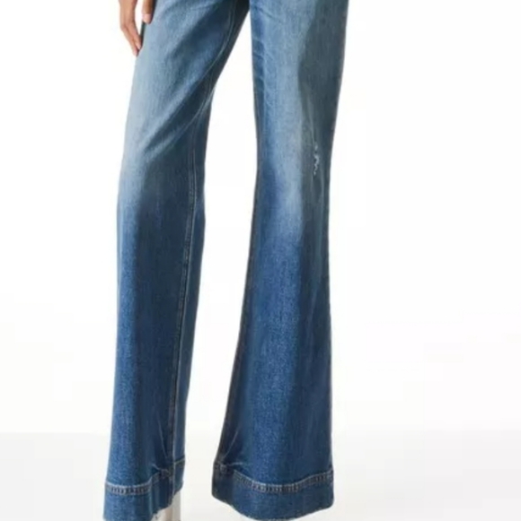 Alice + Olivia Medium Blue Denim Bustier Zip-Front Overalls - Picture 3 of 12